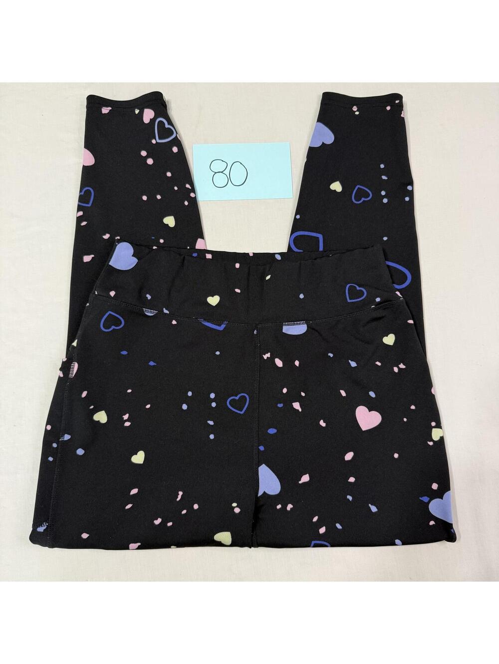 PopFit Black Heart Print Leggings Size XL
